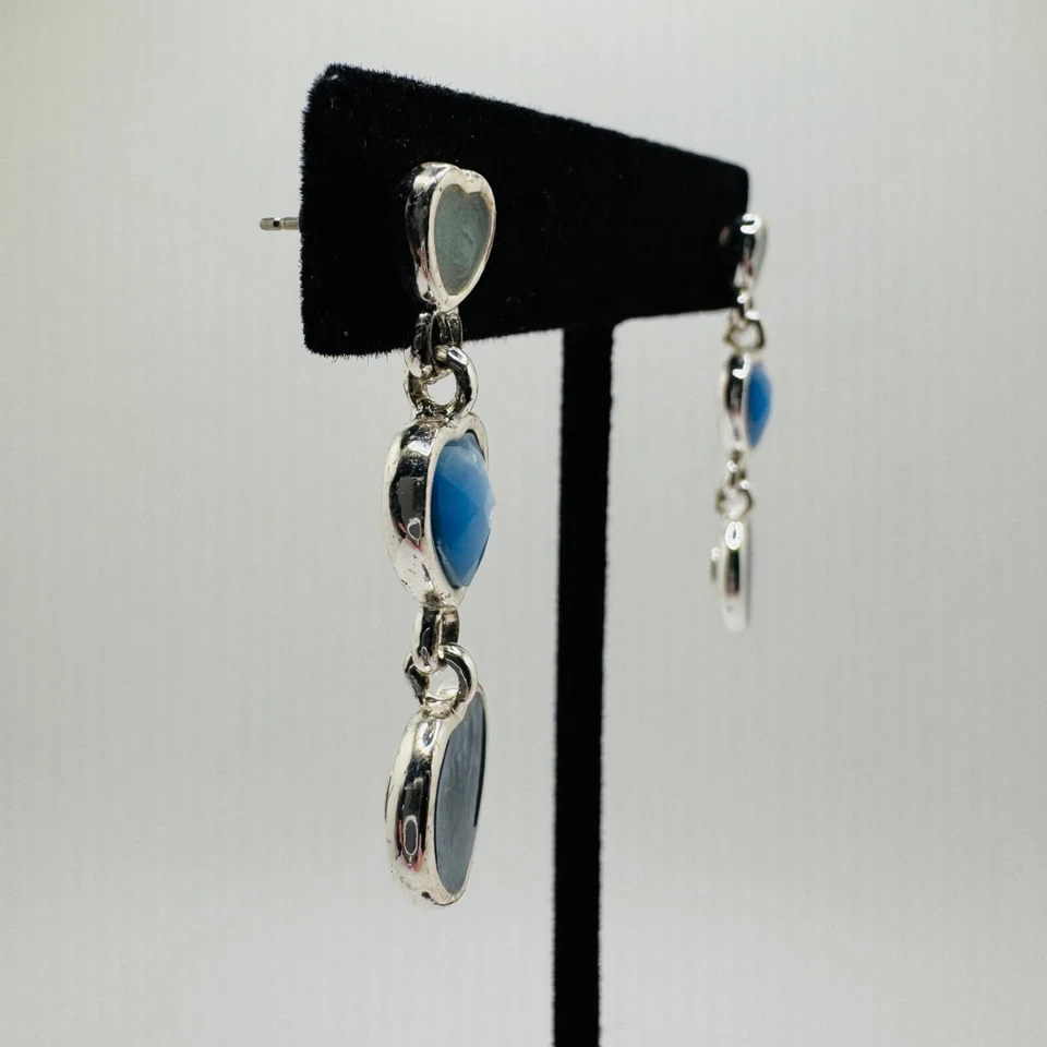 Vintage Heart Pearl Dangle Earrings Gold Tone - Image 2 of 4