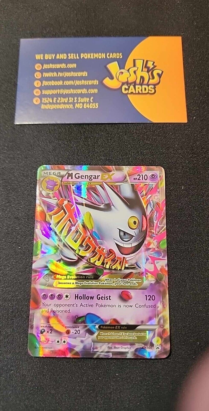 Mega Gengar EX XY166 Full Art Black Star Promo Foil Pokemon Card Mint