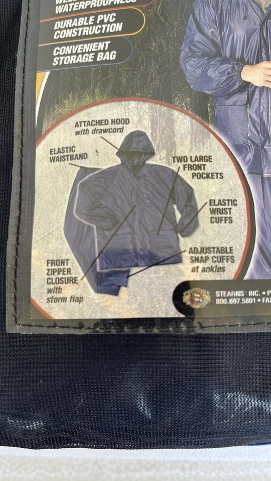 Stearns Adult 2 Piece PVC Rainsuit 2XL Royal Blue - Image 4 of 4