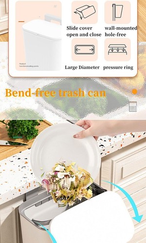 9L Wall Mounted Trash Can Kitchen Hanging Trash Bin Cabinet Door Trash Can - Picture 12 of 28