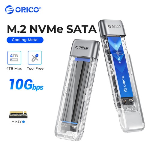 ORICO M.2 NVMe SATA SSD Enclosure USB3.2 Gen2 Type-C 10Gbps to M.2 SSD Enclosure - Picture 1 of 18