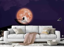 3D Full Moon Blood Wallpaper Wall Mural Removable Self-adhesive Sticker 360