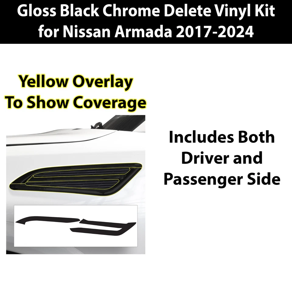 Se adapta a Nissan Armada 2017-2024 insignia lateral cromada borrar calcomanía adorno de vinilo oscurecido Foto 3 de 4