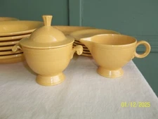 Original Vintage Fiesta Ware Yellow Creamer & Sugar Bowl w/ Lid