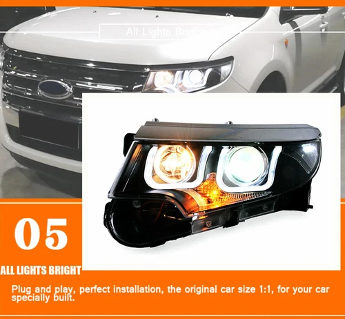 For Ford Edge 2011-2014 HID Headlight Assembly LED DRL yellow Turn Signal - Picture 6 of 13