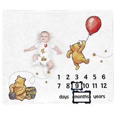 The Pooh Bear Baby Stuff Honey Baby Monthly Milestone Blanket for Newborn Bab...