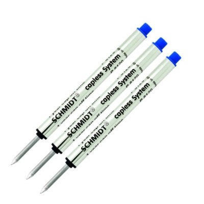 3 Schmidt Pen Refills, Fits Retro 51 #REF5P-B Tornado Rollerball, BLUE INK BOLD
