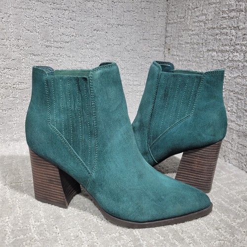 Marc Fisher Maree Women's Size 9.5M Green Suede Block Heel Ankle Bootie Boots - Picture 5 of 9