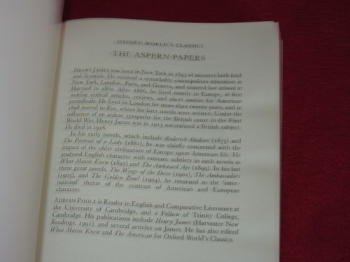 The Aspern Papers & other Stories - Henry JAMES. Oxford World's Classic in MELB - Foto 5 di 5