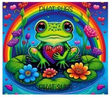 20oz Tumbler Wrap Sublimation Rainbow Frog Ready To Press Heat Transfer