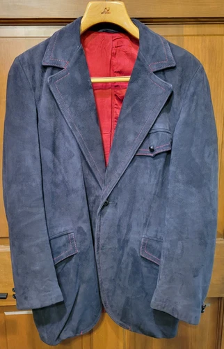 Vintage 60's Star Sportswear Kurland Men Navy Blue Soft Suede Jacket Blazer