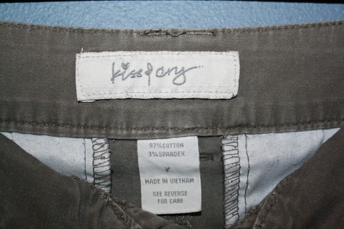 Kiss + Cry Green Linen Blend Button Shorts Sz 7 - Picture 4 of 6