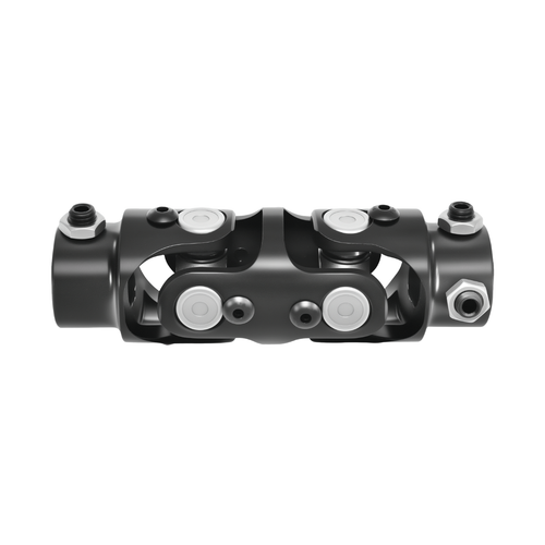 NEW Double 3/4" DD x 3/4" DD Black U-Joint Chrome Universal Steering Shaft - Picture 2 of 7