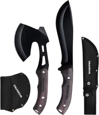 WORKPRO Axe and Fixed Blade Knife Combo Set, Full Tang, Wood Handle, for Outdoor