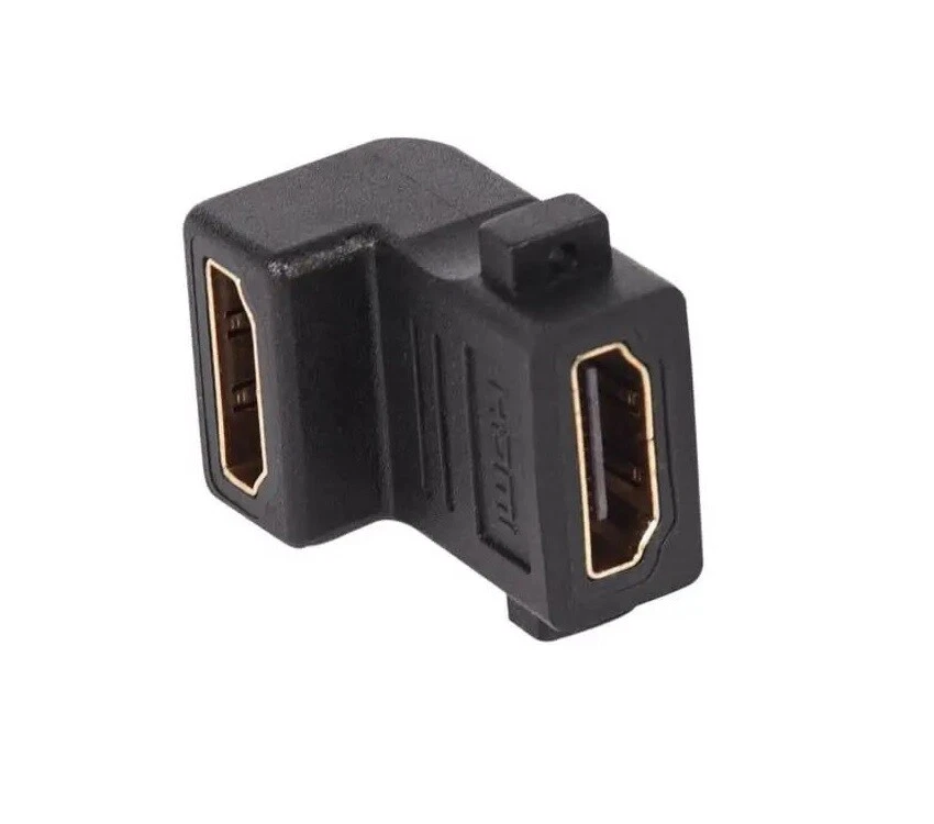 2x HDMI Joiner Upward Facing F/F L Shape Connector Female to Female Elbow Plug - Image 2 of 4