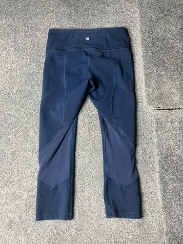 Lululemon Pace Rival Crop Womens Size 6 Blue High Rise Tight Luxtreme Mesh 21” - Picture 2 of 15