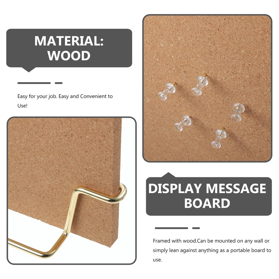 Cork Board Bulletin Board with Metal Stand, Wooden Pin Notice Message Pin Boa... - Image 3 of 4