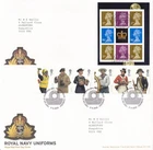 2 x GB RM FDC: 2009 RN UNIFORMS - Set & Pane + Bureau & Portsmouth Cancels