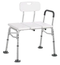 NEW Adjustable Shower Chair Bath Seat Tub Transfer Bench with Armrest &Back