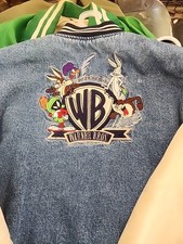 Vintage 90s WARNER BROS LOONY TUNES Denim Varsity insulated Bomber Jacket Large