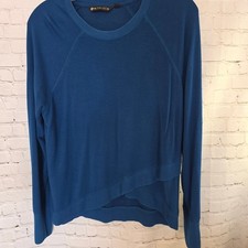 Athleta Serenity Criss Cross Sweatshirt M Medium Blue Tulip Hem Pullover
