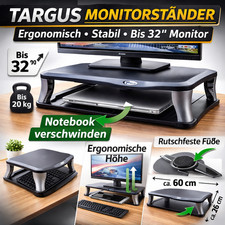 Monitorstand Monitor Stand Also For Big Monitors up To 20KG Black & Silver