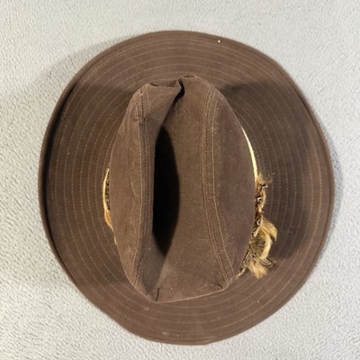 Vintage Artel 7 1/2 Men s Brown Leather Cowboy Indiana Jones Western Hat Feature
