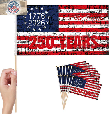 12 Pcs 250 Anniversary USA Small Stick Flags 250 Year American Anniversary Flag
