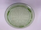 Vintage Green Depression Glass Cake Stand Unmarked Etched Round Footed Plate
