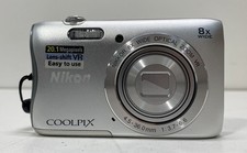 Nikon Coolpix S3700 20.1MP Digital Camera Silver 8x Zoom WiFi Tested CIB