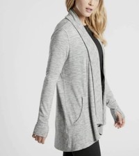 Athleta Pranayama Wrap Cardigan Gray Modal Athleisure Yoga Cozy Layer S B18