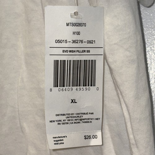 T-shirt Hurley Everyday Washed Filler bianca X-Large spiaggia surf skate outdoor nuova con etichette - Foto 5 di 19