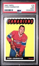 1965 TOPPS HOCKEY #76 YVON COURNOYER, PSA 7 (ST) MTL CANADIENS  ROOKIE CARD/HOF