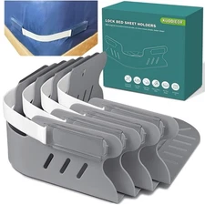 Bed Sheet Holders for Corners, Heavy Duty Fitted Sheet Holder with Lock Fastener