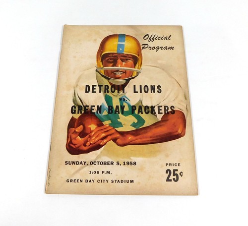 1958 Detroit Lions at Green Bay Packers NFL Football Program 10-5-58