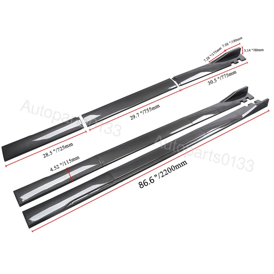For Toyota Corolla 2001+ 86.6" Extensions Rocker Panel Side Skirt Rocker Panel Foto 4 de 4