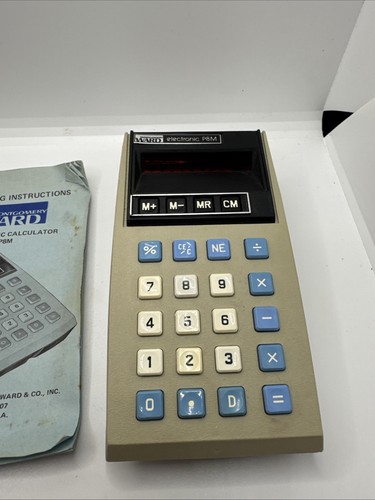Vintage Montgomery Ward Calculator P8M Case, Manual, Box, No Charger Not Tested - Picture 3 of 5