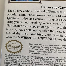 WHEEL OF FORTUNE Nintendo NES, featuring Vanna White, Complete with Styrofoam