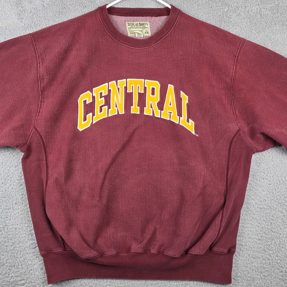 Suéter Vintage Universidad Central Michigan Para Hombres XXL Granate Cuello Redondo Sudadera Foto 2 de 4