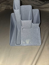 Gray Plastic Desktop Organizer Multi-Compartment Pen  Pencil Holder