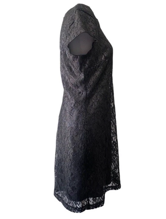 Vestido de cóctel Lux II para mujer con superposición de encaje negro talla 10 Whimsigoth LBD noche Foto 3 de 4
