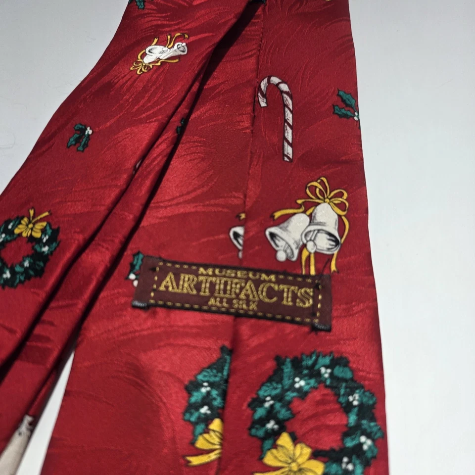 ARTEFACTOS MUSEO CORBATA DE NAVIDAD SEDA ROJA SANTA CLAUS Foto 4 de 4
