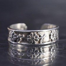 size 3, vintage sterling silver 925 handmade sunflower flower open band ring