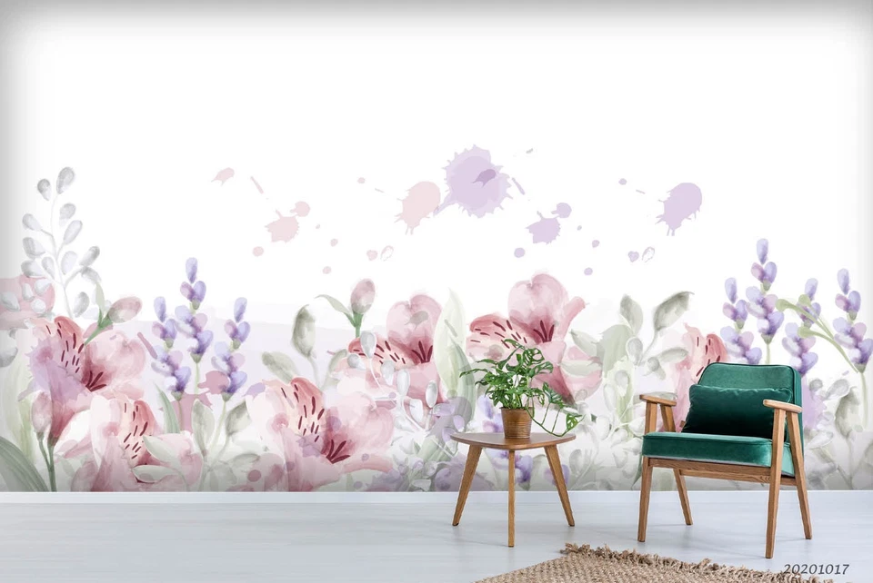 3D Flowers Floral Watercolor Wall Murals Wallpaper Murals Wall Sticker 2 - Image 2 of 4