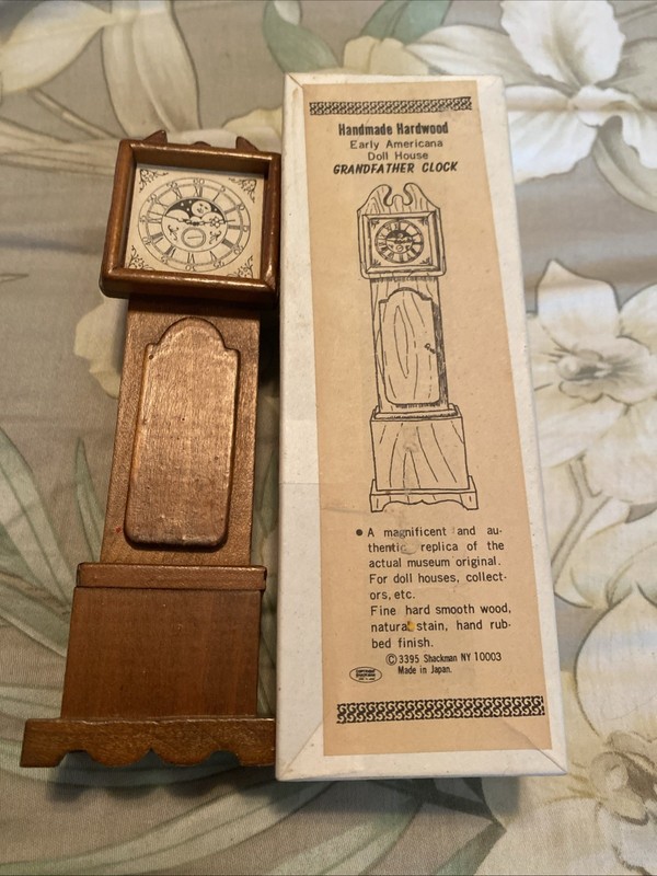 Vintage Shack man  Wood Dollhouse Furniture Living Room Grandfather Clock