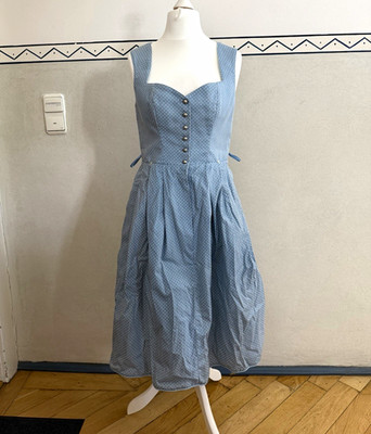 Stockerpoint Heimatgwand Dirndl blau/weiß Gr. 40 Baumwolle knielang
