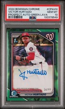 2024 Bowman Chrome Prospect Autographs Victor Hurtado #CPAVH Green Lava PSA 10