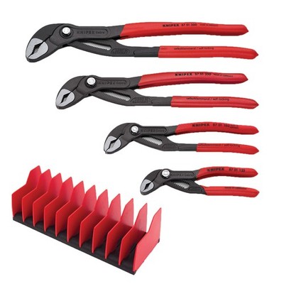 4 Piece Cobra Pliers Set - with FREE 10 Piece Tool Holder KNT-9K0080138US