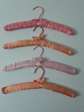 Satin Fabric Cotton Padded Coat Hangers Orange - Pink VTG Lot 4
