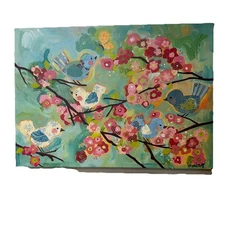 Oopsy Daisy's Cherry Blossom Birdies Stretch Canvas Wall Art Decor by Winborg